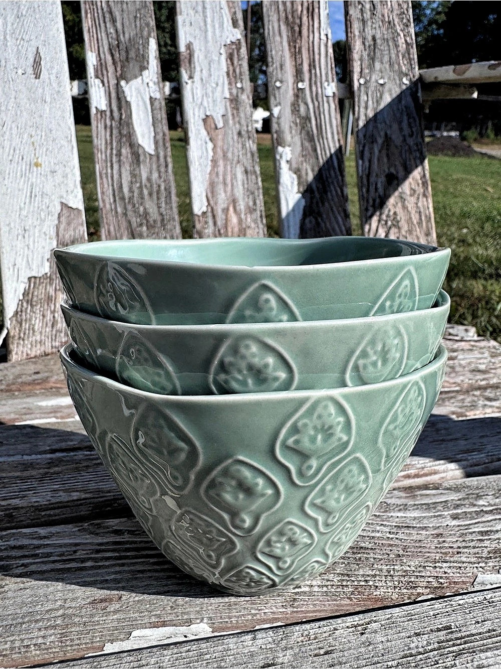 Rare Retired IKEA Sommar 2017 Seafoam Green Ceramic Cereal Bowls - Set of 3